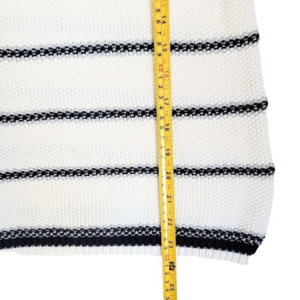 MADELEINE THOMPSON Navy/White/Metallic Stripe Button Sweater Womens M Luxury - Picture 5 of 7
